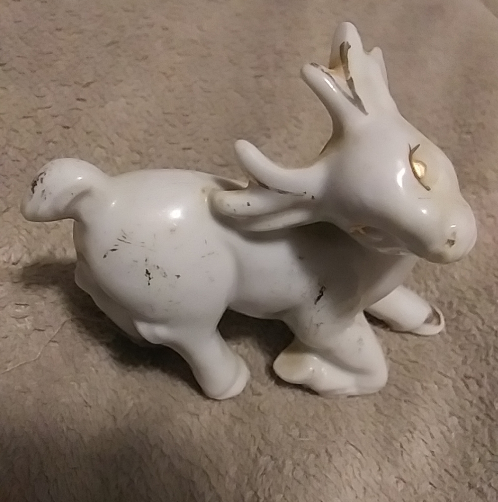 Vintage White Deer Figurine